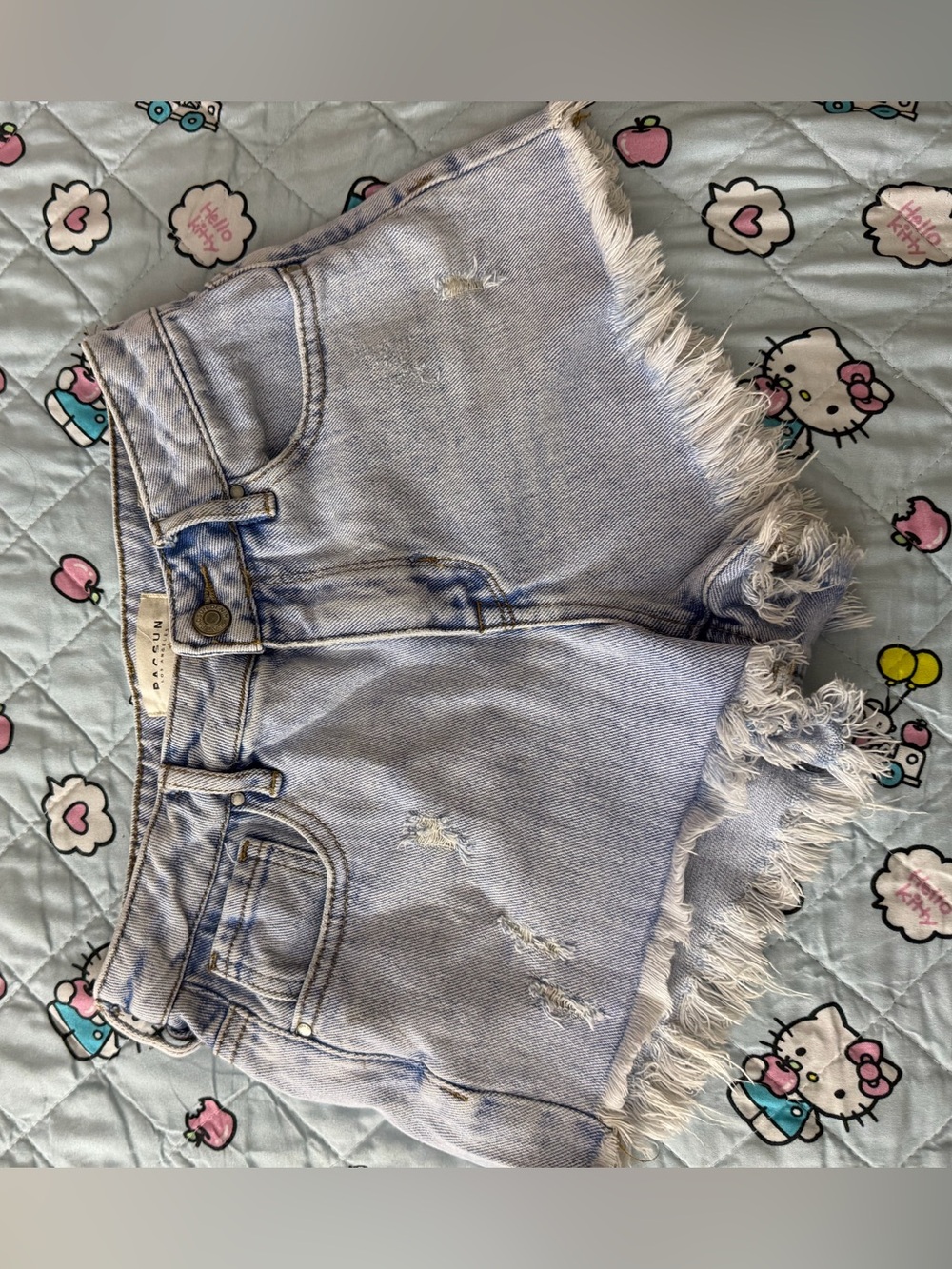 PacSun High-Rise Light Wash Festival Denim Shorts